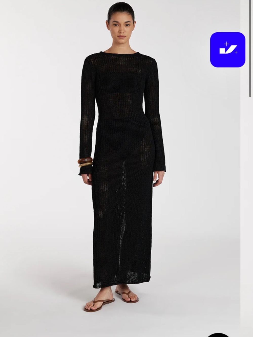 Dissh Margot black knit midi dress